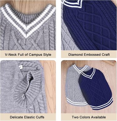 Теплий пуловер для собак, пуловер для цуценят, пуловер для чихуахуа, бульдога, коргі, французького бульдога (Сірий, XXX-Large)