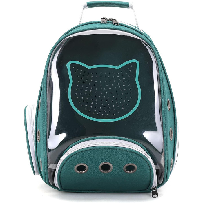 Рюкзак для котів та маленьких собак PETCUTE, дихаючий, знімний килимок, до 6 кг, з прозорим вікном, для подорожей (темно-зелений)