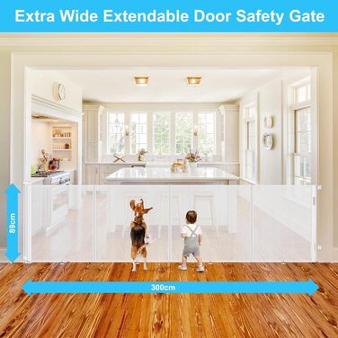 Захист для сходів з замком: розтяжний захист для дітей та собак, 150 см ширина, 83 см висота (300 см)