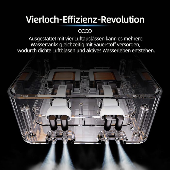 Повітряний компресор для акваріума Boxtech 10W, 4 виходи - тихий, регульований, для акваріумів 50-500л