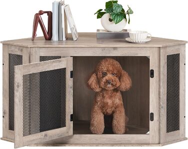 Клітка для собак Eck Möbel, Будка для собак для дому, для використання в приміщенні, 113 x 60 x 60 см, клітка для малих та середніх собак, багатофункціональна, у вінтажному стилі, з ефектом пошкодженого дерева, колір Беж ADCWT0801