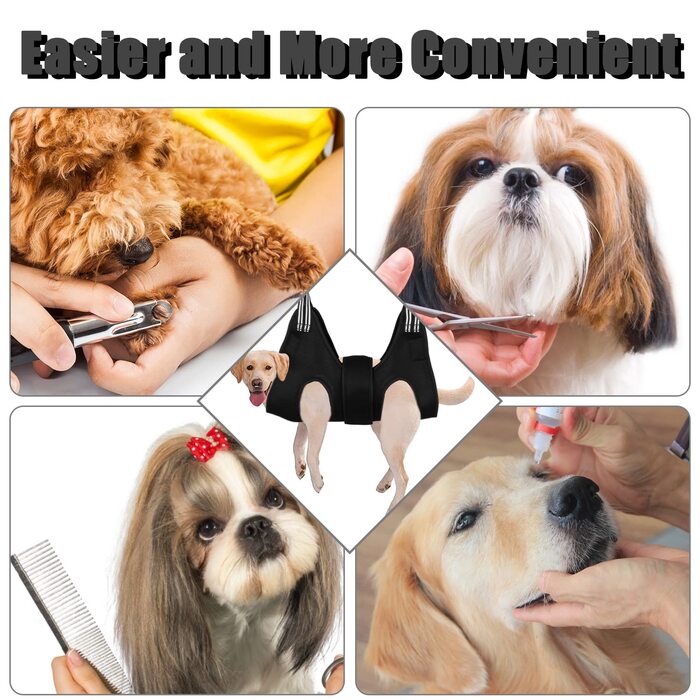 Набір для догляду за тваринами: гамак, обладнання для грумінгу собак та котів, чорний (L)