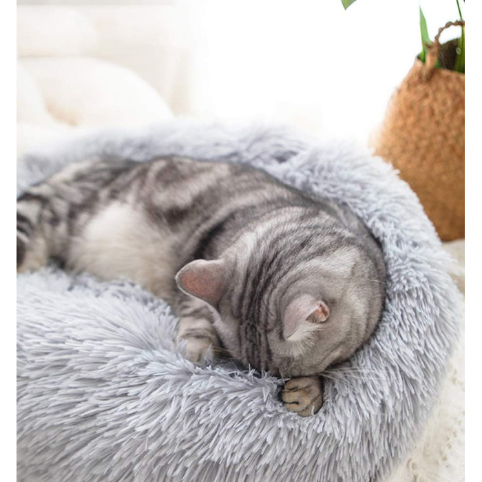 М'яке ліжко для собак та котів великих та екстра-великих порід, круглої форми, плюшеве, біле, 120 см, для дому