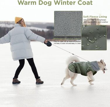 Зимовий теплий одяг для собак - водонепроникний, вітронепроникний, з світловідбиваючими елементами (Green, L)