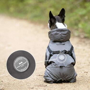 Зимовий теплий костюм-куртка для собак Hugo & Hudson, вітронепроникний з капюшоном, на застібках, сумісний з шлейкою, сірий, розмір S35