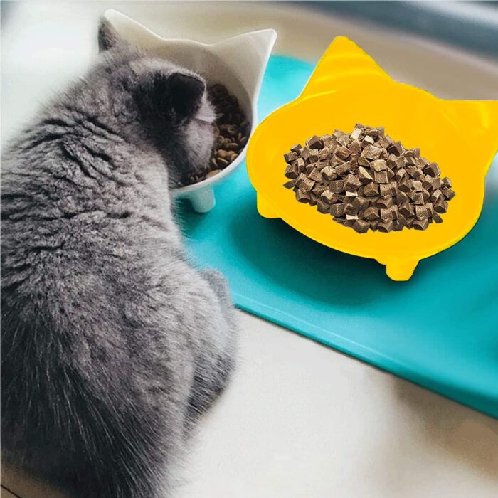 Набір мисок для котів Katzennäpfe (3 шт.) з антиковзним покриттям - сірий, білий, жовтий