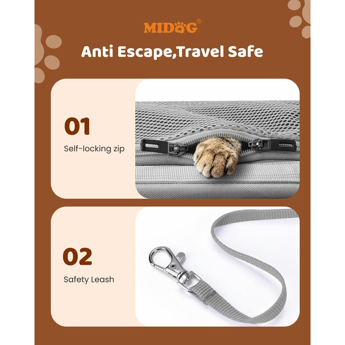 Трансформер для котів MIDOG: м'яка переноска з TSA-сертифікацією, для подорожей літаком, під сидіння, розширюваний об'єм, надійні застібки, оливковий/листяний колір
