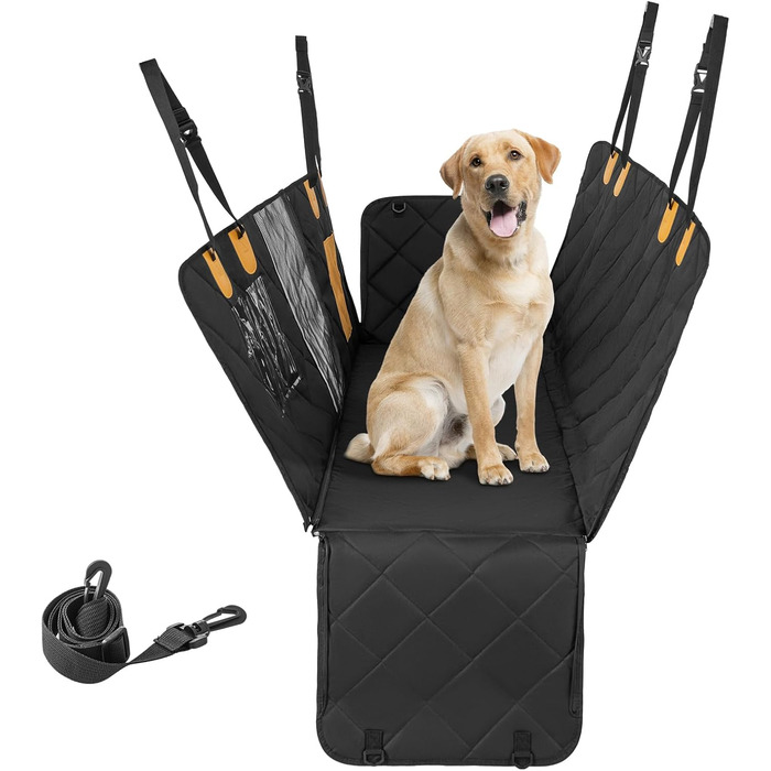 Захист для заднього сидіння авто для собак Costway, 215x148 см, чорний, водовідштовхуючий, з віконцем та боковими захистами
