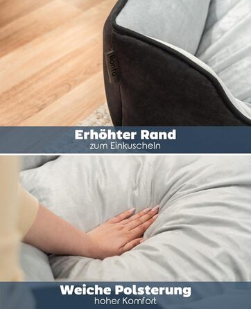 Килимок-ліжко для собак Lionto 2-в-1 з комфортним входом, чорний/сірий, 110x80 см