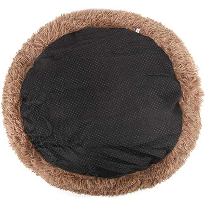 Ортопедичне кругле ліжко для собак XL, великих та середніх порід. Зручне, антистресове, з ефектом пам'яті, водонепроникне, коричневе, діаметр 60 см.