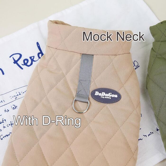 Зунеа - тепла куртка для собак маленьких та середніх порід, коргі, з кільцем D, флісова підкладка, зимова, для холодної погоди, жилет, куртка, одяг для цуценят, м'яка, для хлопчиків, такса, зелена (XXL, хакі)