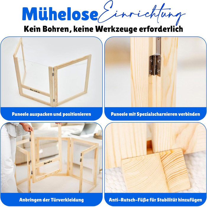 Кія для собак Емма, переносний вольєр для цуценят з масиву дерева та акрилового скла, 60 см, сучасний дизайн