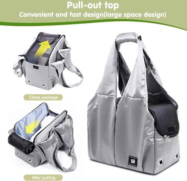 PETCUTE Сумка-переноска для собак та котів, сіра. Дихаюча, з міцною основою, безпечна, з поводком та кишенями. Підходить для маленьких та середніх собак, кошенят та котів