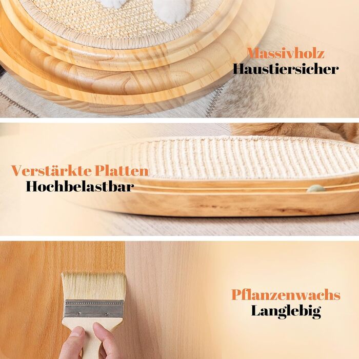 CheerPals Кігтеточка для котів 2-в-1 з натурального сизалю та м'яти, з масивного ясеня, 43x33x3 см