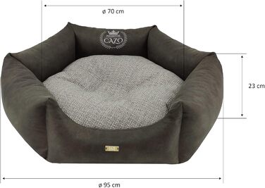 CAZO Преміум лежанка для собак та котів, м'яка, діаметр 70 см, розмір M, сірий колір
