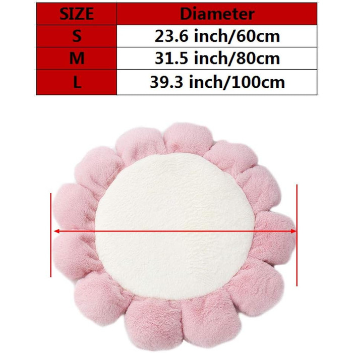Килимок для тварин Oncpcare, круглий, з квітковим малюнком, м'який, теплий, плюшевий, для собак та котів середніх та малих порід, рожевий, L (100 см)
