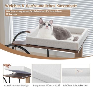 Дерев'яний кігтеточки для котів Costway з будиночком, 118 см, з ліжком, іграшкою та килимком, металевий каркас, 4 рівні, вінтажний дизайн (чорний)