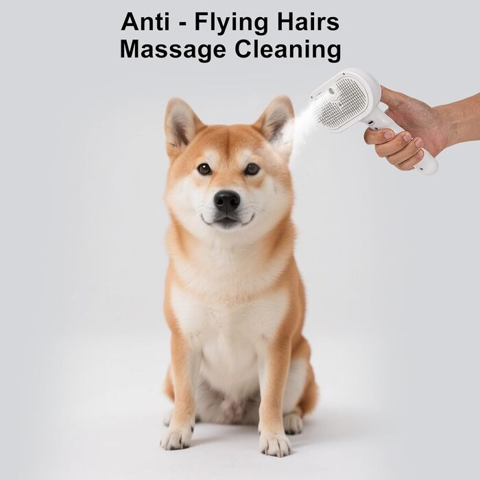 Бурштук для шерсті тварин 3-в-1: парова щітка для собак, для видалення шерсті котів, масажна щітка для грумінгу