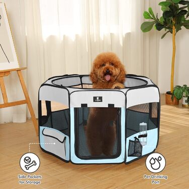 X-ZONE PET переносний складаний вольєр для собак і котів, 600D оксфорд, знімна кришка на блискавці, для дому та вулиці