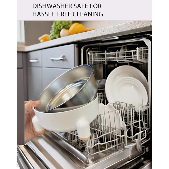 Миски для котів та собак з нержавіючої сталі, антиковзкі, підняті, 2 шт. (Білий)