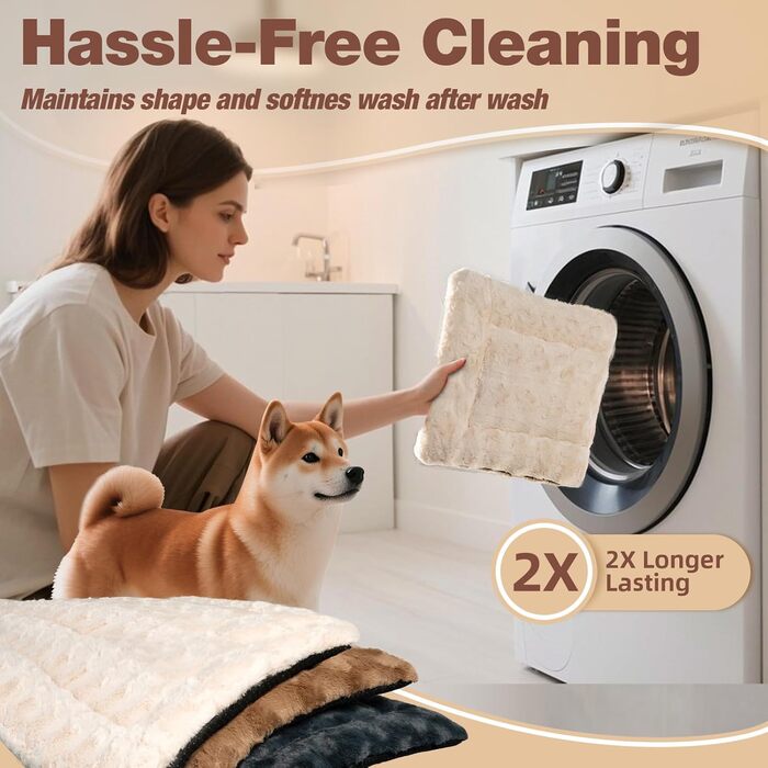 М'яка лежанка для собак Mora Pets: зручна та миюча підстилка для маленьких, середніх та великих собак, 74 x 46 см, бежева