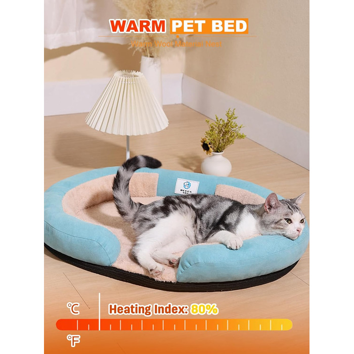 Ортопедичне ліжко для собак PETCUTE великих порід, зручне, з антиковзною основою та знімним чохлом, блакитне