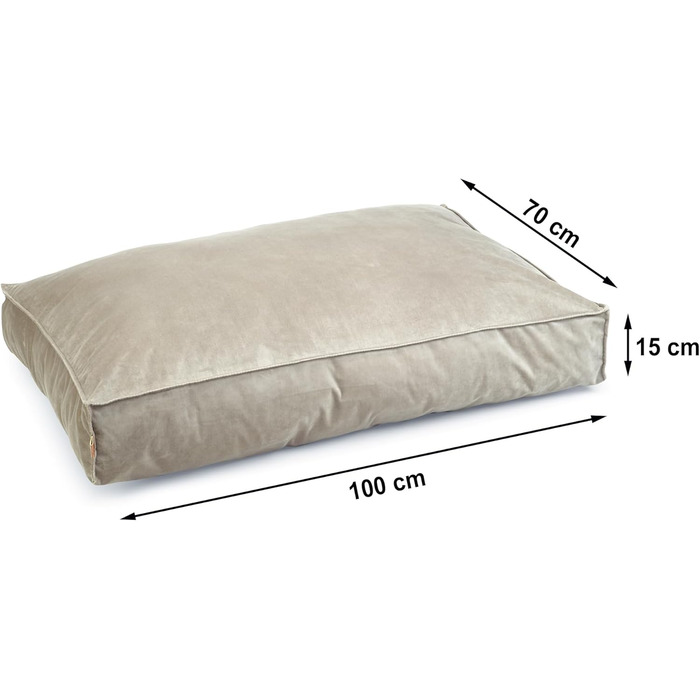 Подушка для собак Lotte Nalino, велюр, сіра, 100x70x15 см