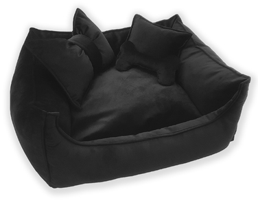 Люксове ліжко-будиночок для собак та котів NELKE EUROPE, чорний преміум-велюр