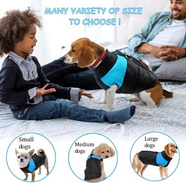 WELLXUNK Куртка для собак, тепла, водонепроникна, для маленьких та великих собак (3XL, блакитна, 83 см)