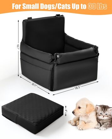 Автокрісло для собак, підвищувач для собак, автокрісло з підсумками, повідком, для тварин до 13,6 кг, шкіряне покриття