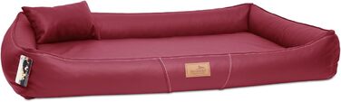 Ортопедичний лежак для собак Tierlando® Clifford з латексним ядром, зразок: 85x60 см, темно-червоний колір, антиалергенний, з анти-ворсовим покриттям з штучної шкіри