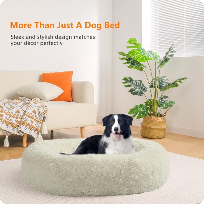 Ортопедичне ліжко для собак, кругле, м'яке, для котів та собак, 70 см Ø, (90 x 90 x 20 см), бежеве