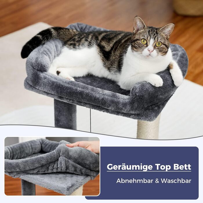 Дряпальня для котів PETEPELA з лежаком, сіра, 49 см