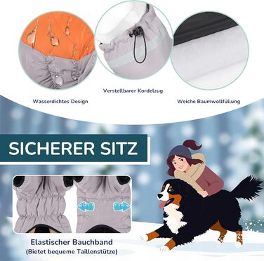 Водонепроникний дощовик для собак середніх та великих порід ALLSOPETS, тепла зимова куртка з світловідбиваючими смугами, вбудованим повідком, захист від вітру (Вогняно-помаранчевий, 5XL)