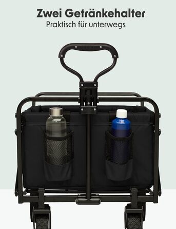 LifeGoods Фарбована візок-тачка, складаний садовий/пляжний візок, чорний – 98x45 см, 94L