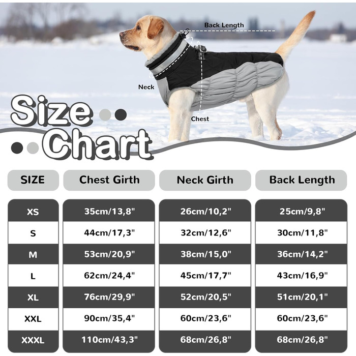 Водонепроникний зимовий теплий одяг для собак, куртка для собак, теплий зимовий одяг для собак, підкладка, одяг для чихуахуа (Чорний S) S Чорний