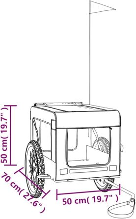 Фahrрадіальний причіп для домашніх тварин, 63 x 123 x 66 см, сірий