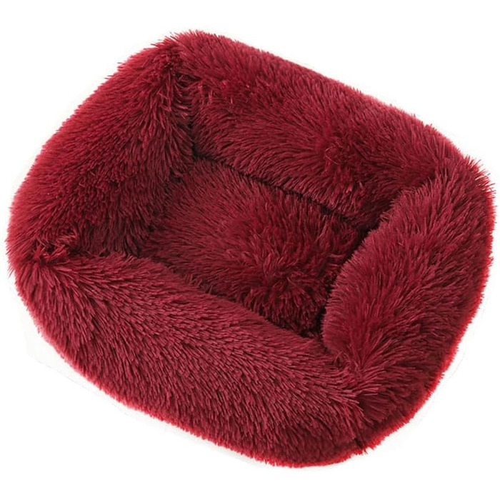 М'яке ліжко-подушка для собак та котів Chickwin, тепле, плюшеве, круглої форми, зелене/бордове, L (80x65x18 см)