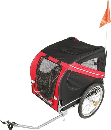 Багатофункціональний велопричіп 2-в-1: для дітей та домашніх тварин. Велосипедний причіп-візок, 2 місця, 137x73x90 см (червоний та чорний)