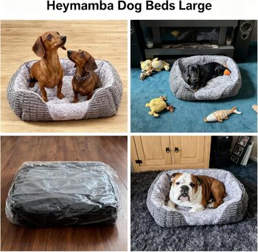 Велике собаче ліжко з неслизьким дном, кошик для собак/диван для домашніх тварин з тканини корд, піднятий борт, для лабрадора, німецької вівчарки, 89x64x23 см, сірий колір