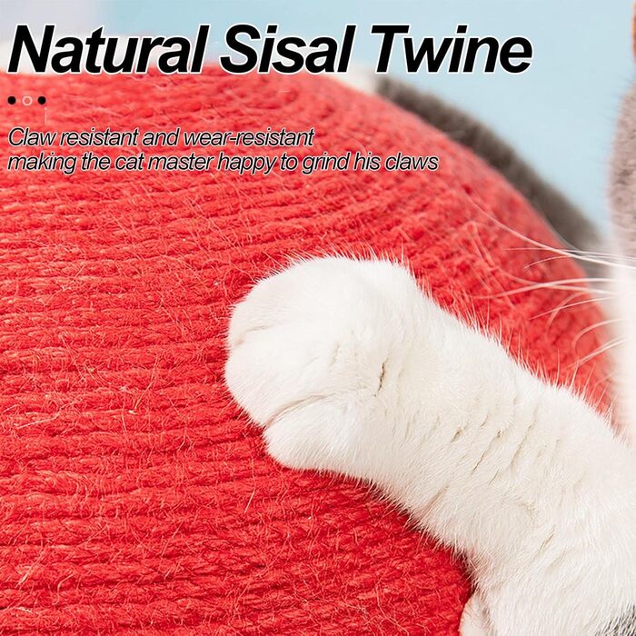 Дерев'яний кігтеточка для котів Niktule з сизалевого мотузка та підвісним іграшковим грибом | Кігтеточка-дерево для дому, захист меблів від кігтів