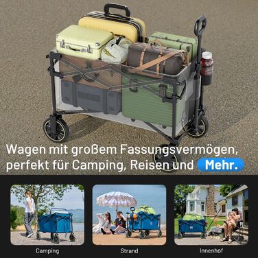 Садова та вантажна візок Timber Ridge 200л з ручкою та тримачем для напоїв, 100кг, для відпочинку, кемпінгу та покупок (Блакитний)