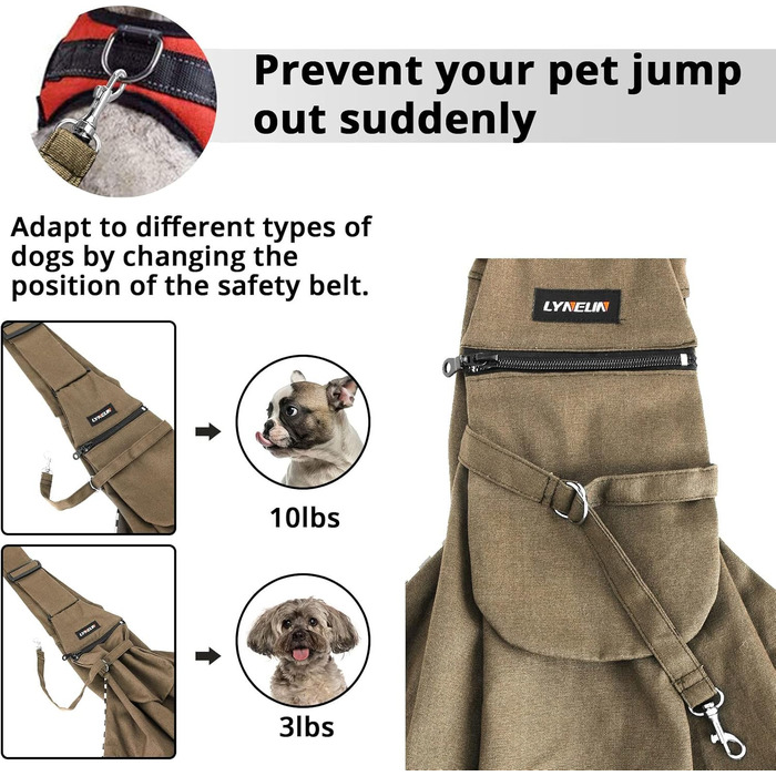 Транспортна сумка для домашніх тварин Lyneun: регульована, дихаюча, для котів та собак (Хакі)