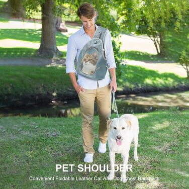 PETCUTE Сумка-переноска для собак та котів, складана, сіро-блакитна (S)