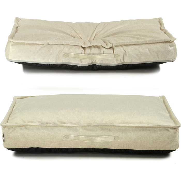 Килимок для собак Sesto Senso Premium, прямокутний, 100x70 см, Memory Foam, знімний чохол, сірий мишачий (M, Model 1 - Ecru - Elfenbein)