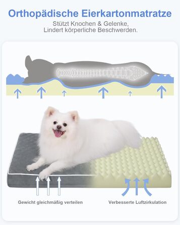 Ортопедичне ліжко для собак середнього розміру KSIIA, 88x55x7 см, знімний, миючий, темно-сірий