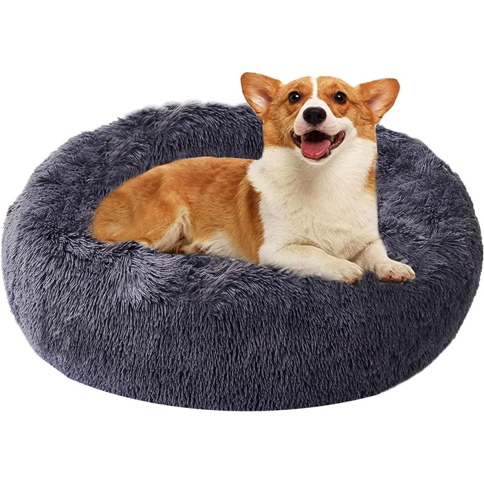 Квітковий лежак для котів та собак, Doughnut форма, 60 см, сірий. Легко чиститься