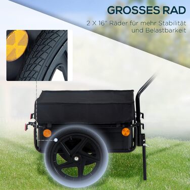 Причіп для велосипеда HOMCOM з тентом, вантажопідйомність до 40 кг, 144 x 59 x 80 см