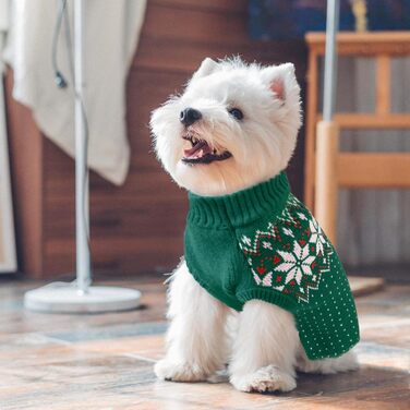 Пуловер для собак KATZINST, теплий флісовий пуловер для маленьких собак, святковий новорічний пуловер, для Французького бульдога, такси, чихуахуа, йоркширського тер'єра, зелений, XS