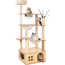 Великий котячий комплекс з подряпуванням, 173 см, XXL, 13 стовпчиків, 5 платформ, 3 космічні кораблі, 1 печера, 3 плюшеві кульки, 1 плюшева платформа для стрибків, багатошарові стовпчики, космічна капсула